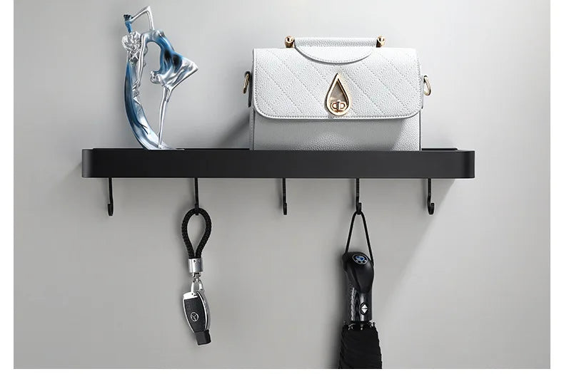 Black/White Space Aluminum Bathroom Shelf โ Shampoo Holder & Kitchen Storage Rack