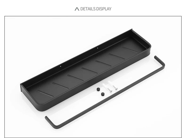 Black/White Space Aluminum Bathroom Shelf โ Shampoo Holder & Kitchen Storage Rack