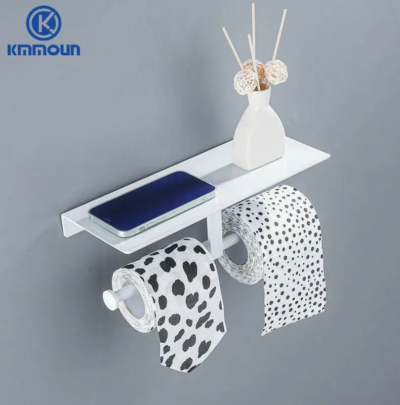 Black/White Space Aluminum Bathroom Shelf โ Shampoo Holder & Kitchen Storage Rack
